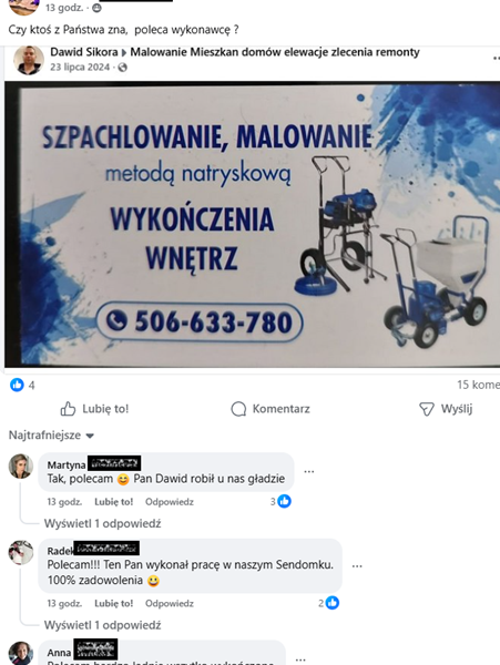 Dawid Sikora- gładzie, malowanie