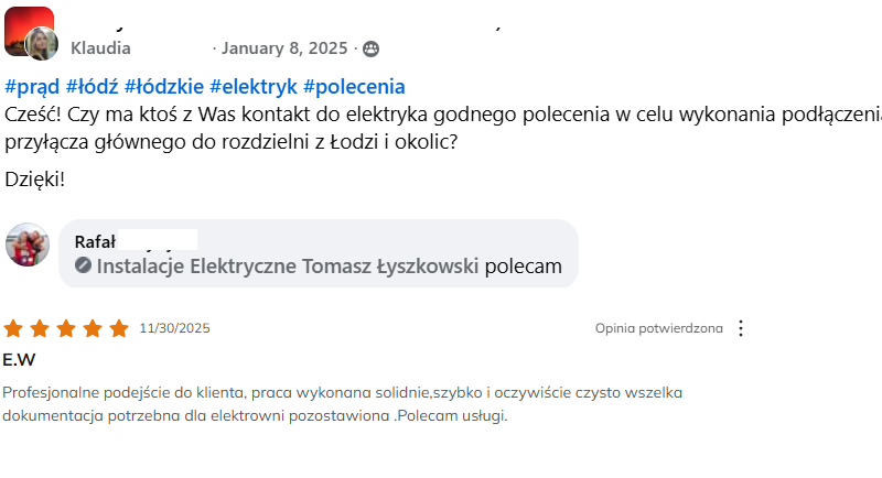 Instalacje elektryczne Tomasz Łyszkowski